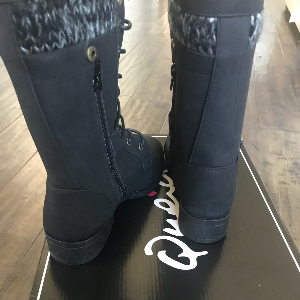 Knitted mid-calf combat boots - Picture 3 of 4